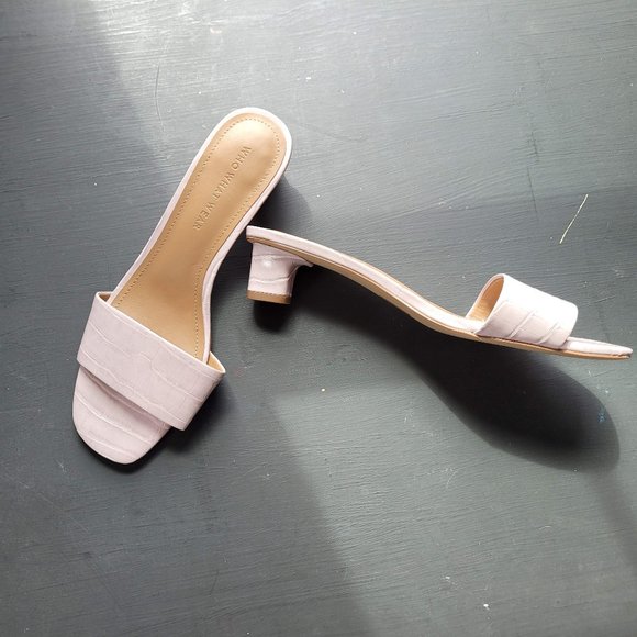 WHO WHAT WEAR Nicola Block Sandal - Lavender Faux Croc Vegan Leather - New - Picture 5 of 8